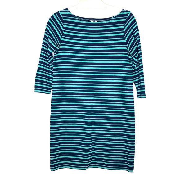 Fossil Teal Striped Midi Shift Dress Small - Picture 2 of 6
